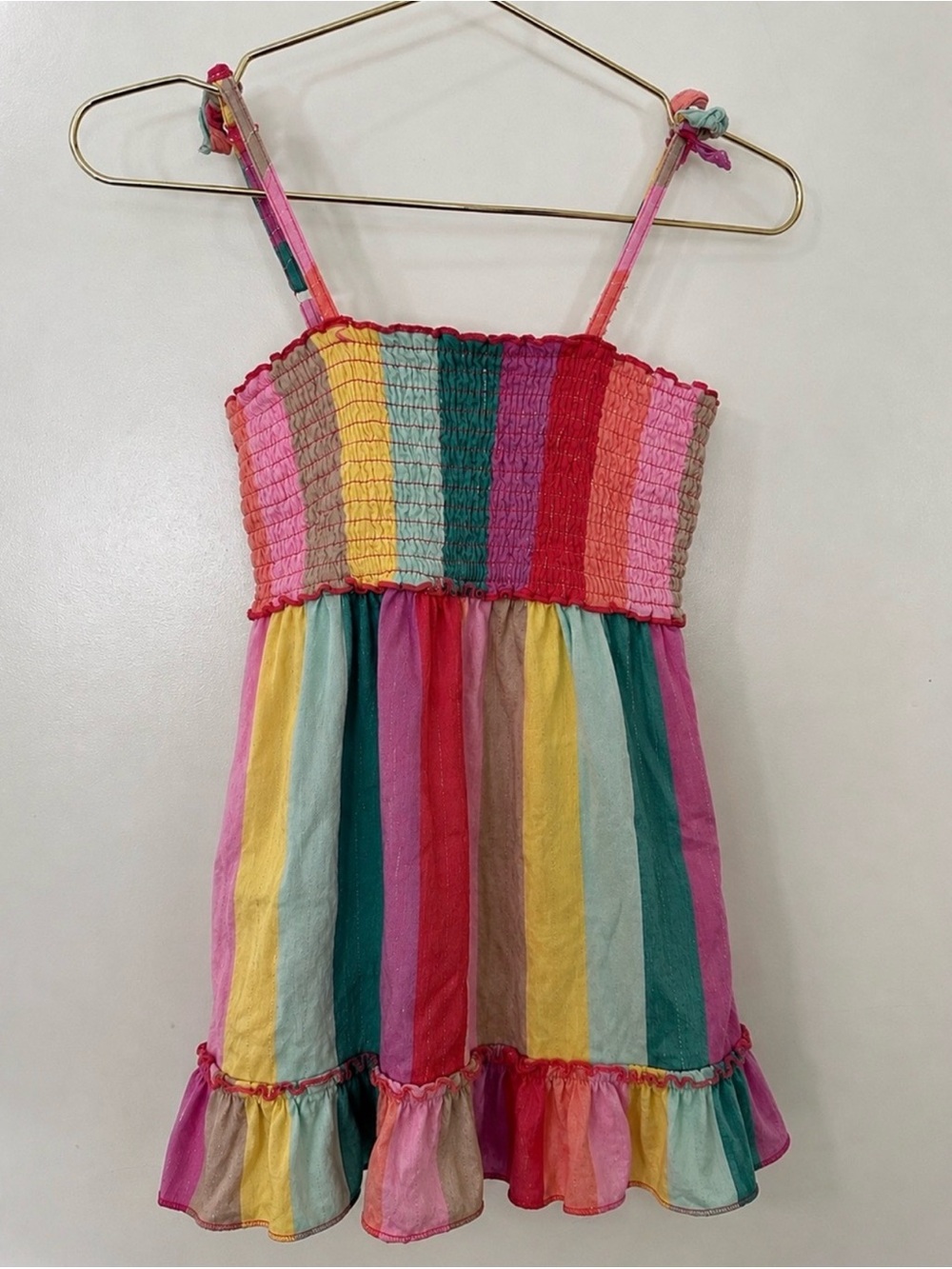 Peek Rainbow Stripe Smocked Dress Girls 3T Nordstrom